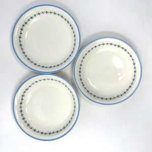 Canoysburg Pottery Co Bonnie Blue Soup Bowl Set of 3 Blue Floral Rim Made in USA